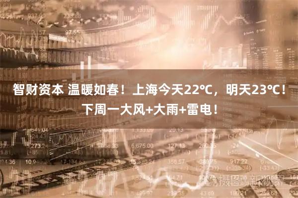 智财资本 温暖如春！上海今天22℃，明天23℃！下周一大风+大雨+雷电！